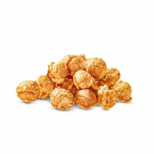 Pile of caramel popcorn on a white background