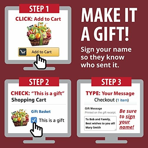 Instructions for making a gift purchase online in three steps.